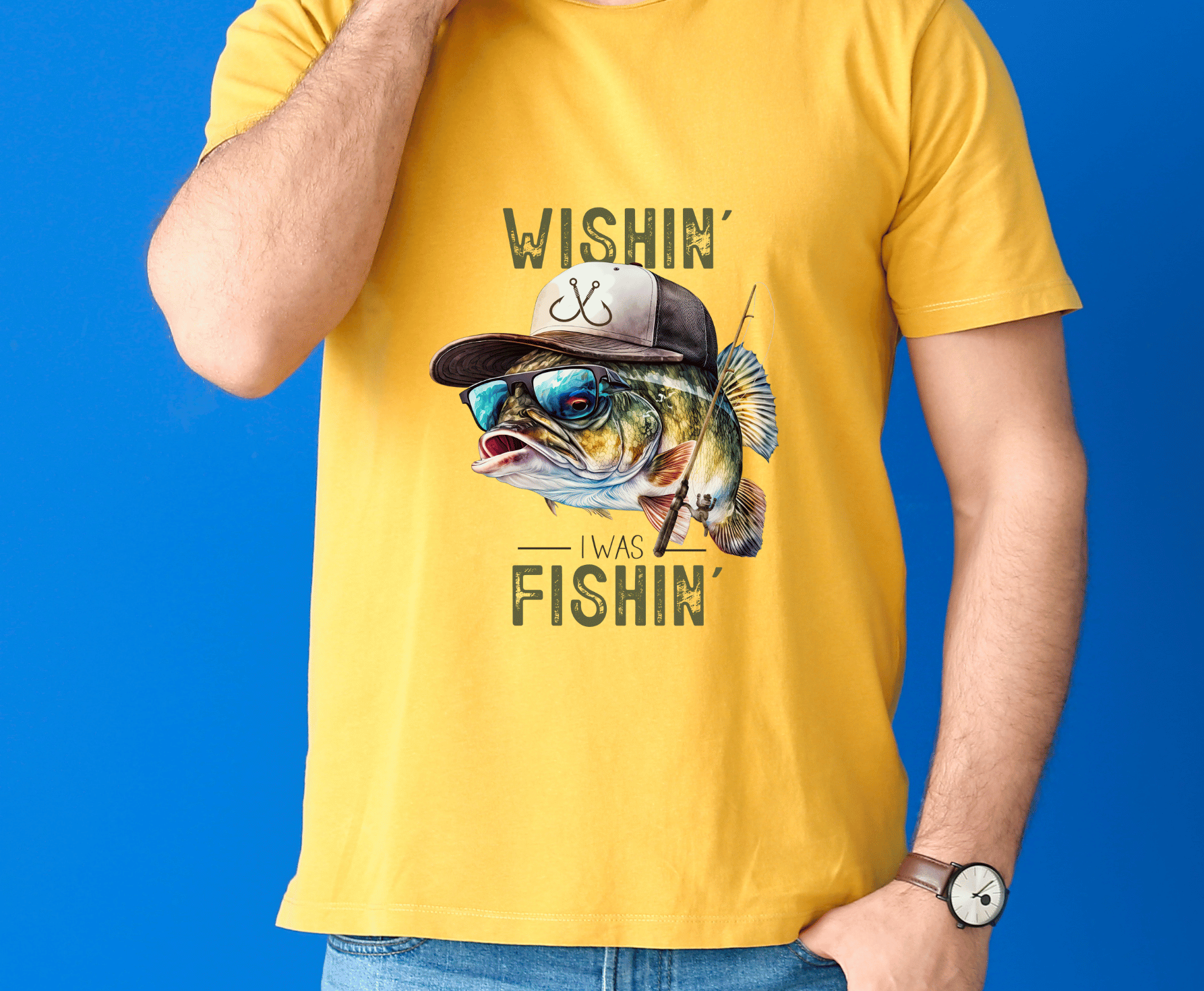 Wishin' I Was Fishin' - Men's / Fishing - Direct To Film Transfer