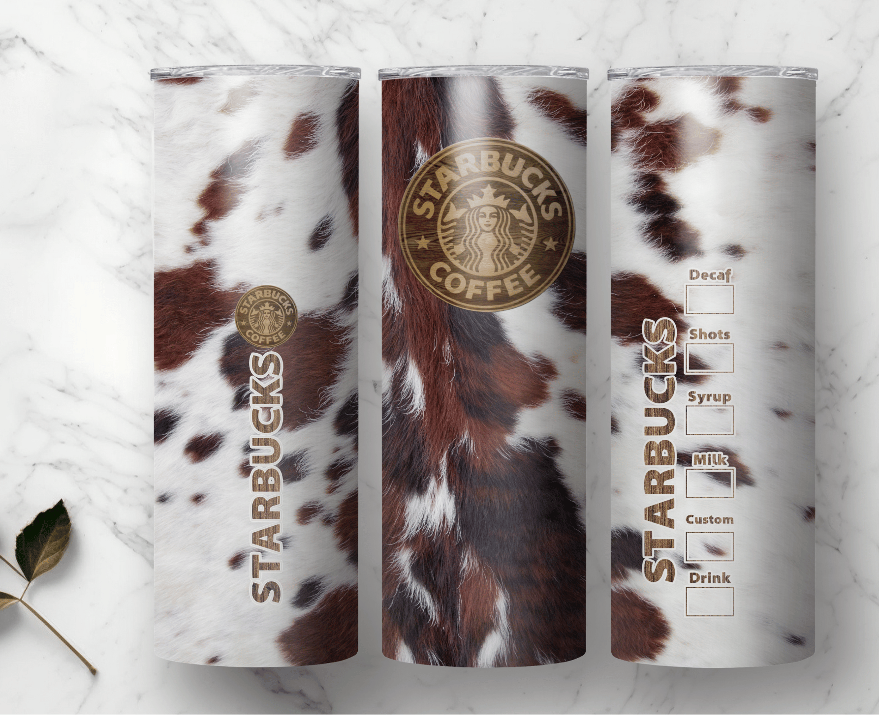 Cowhide Starbucks 20oz Skinny Tumbler, Cow Print, Starbucks Travel