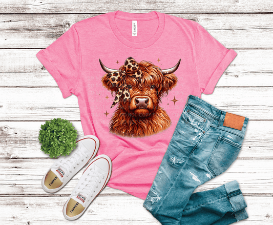 Highland Cow Leopard Bow | DTF