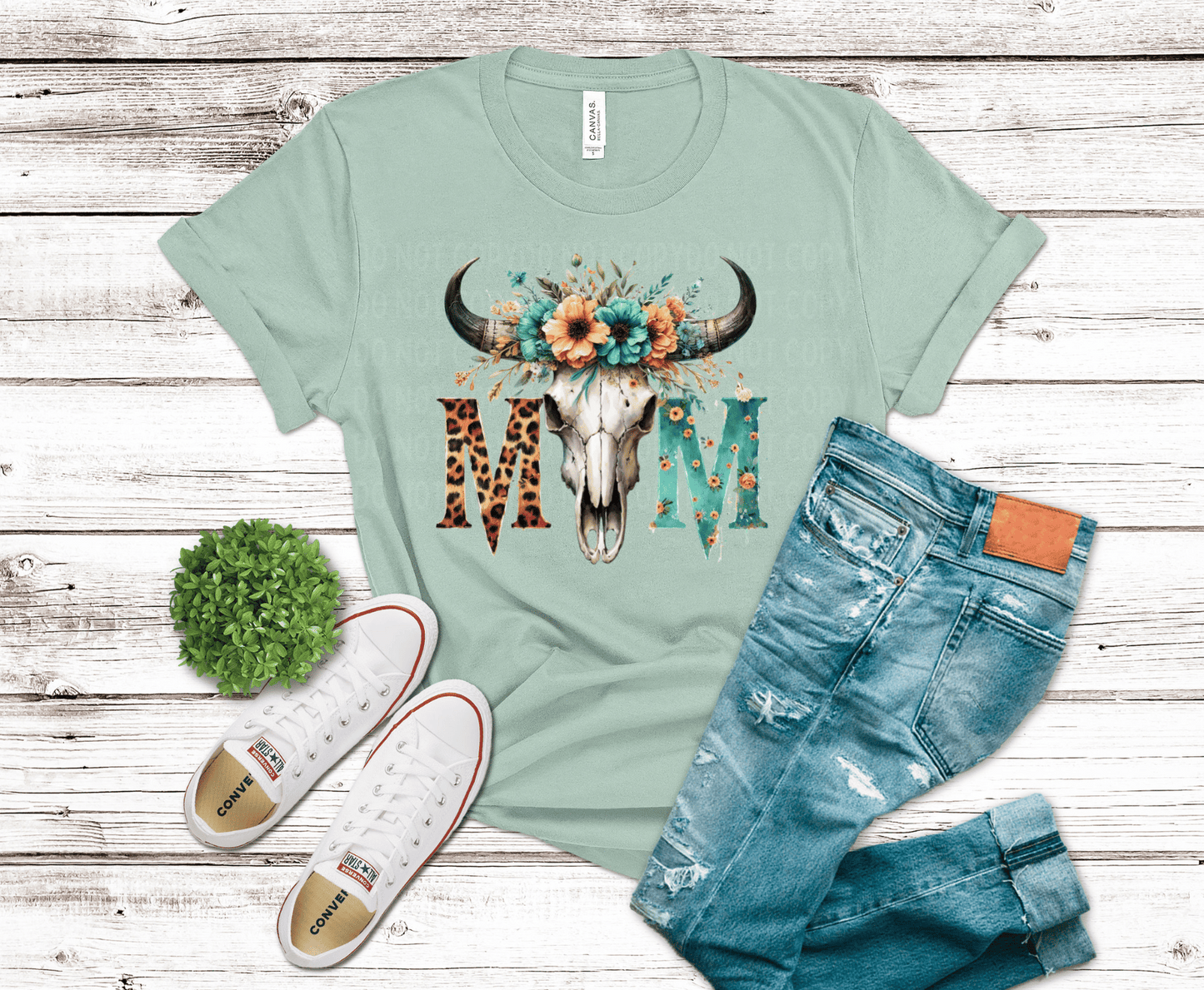 Bull Skull Leopard Mom | DTF