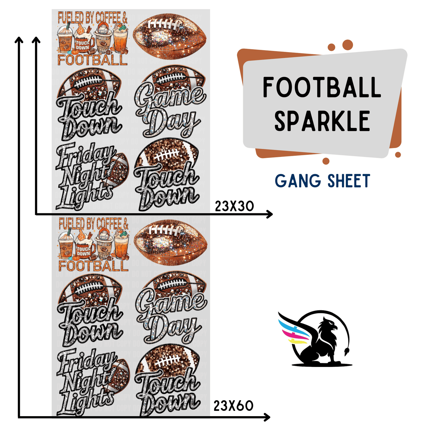 Premade Gang Sheet | Football Sparkle