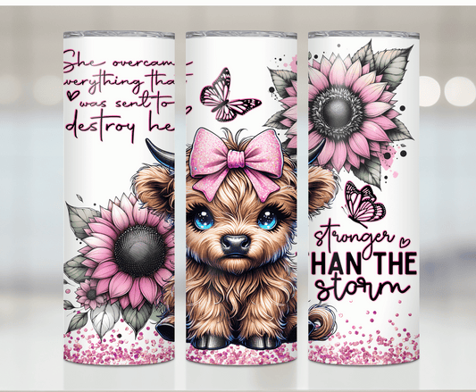 Pink Highland Cow Strong | Sublimation Tumbler Transfer