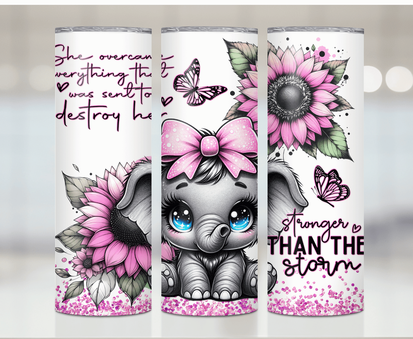 Pink Elephant Strong | Sublimation Tumbler Transfer