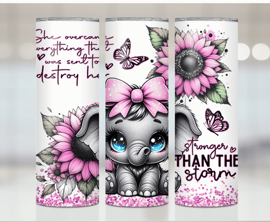 Pink Elephant Strong | Sublimation Tumbler Transfer