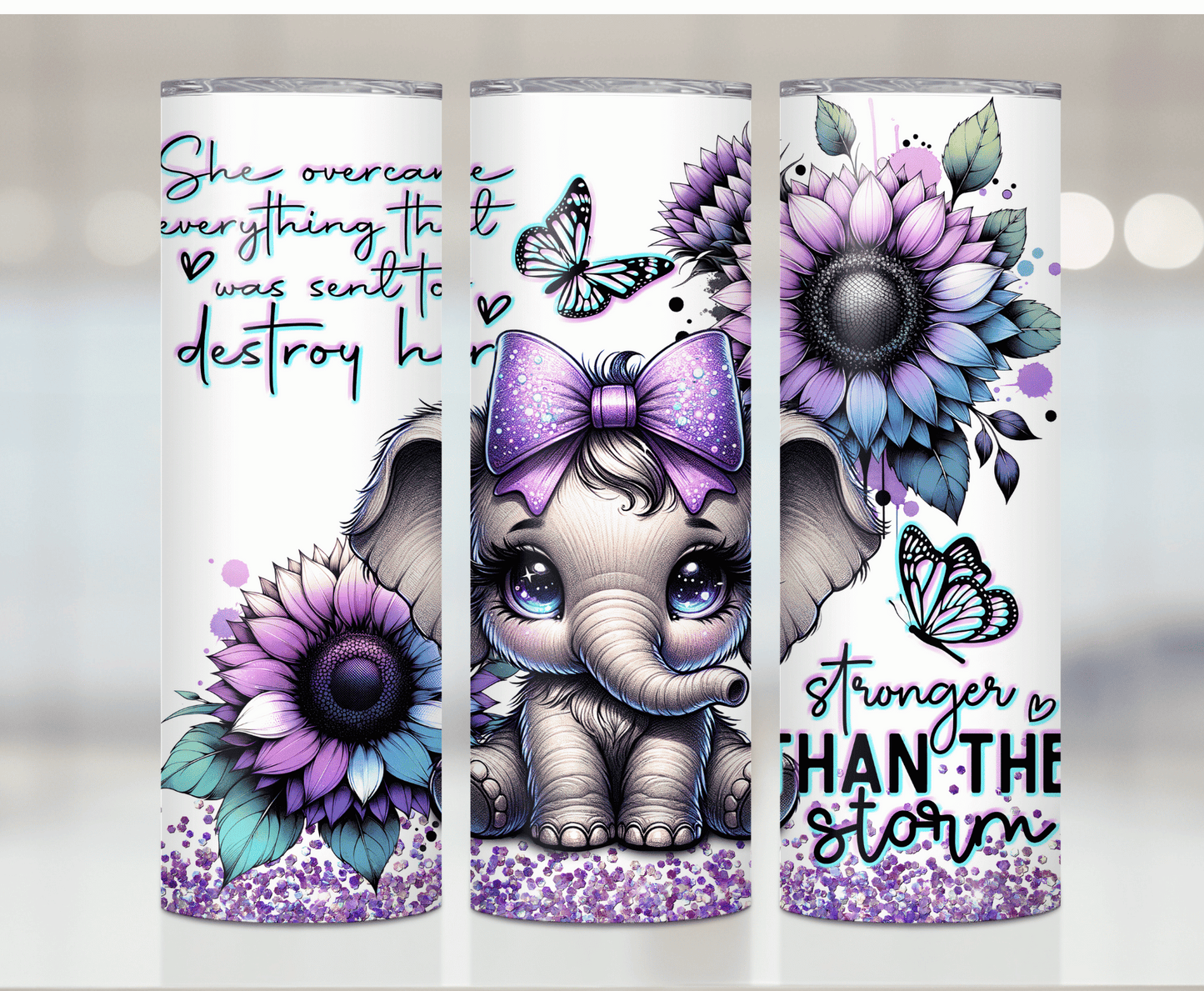 Purple Elephant Strong | Sublimation Tumbler Transfer