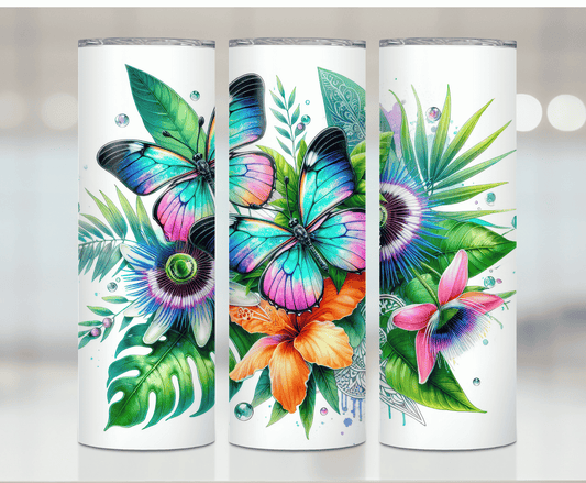 Floral Butterfly's | Sublimation Tumbler Transfer