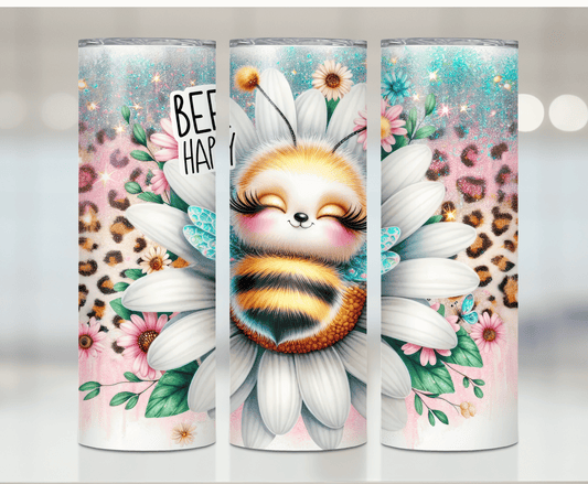 Bee Happy | Sublimation Tumbler Transfer