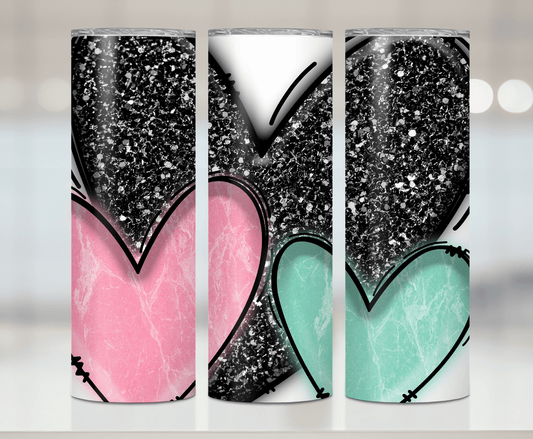 Glitter Hearts | Sublimation Tumbler Transfer