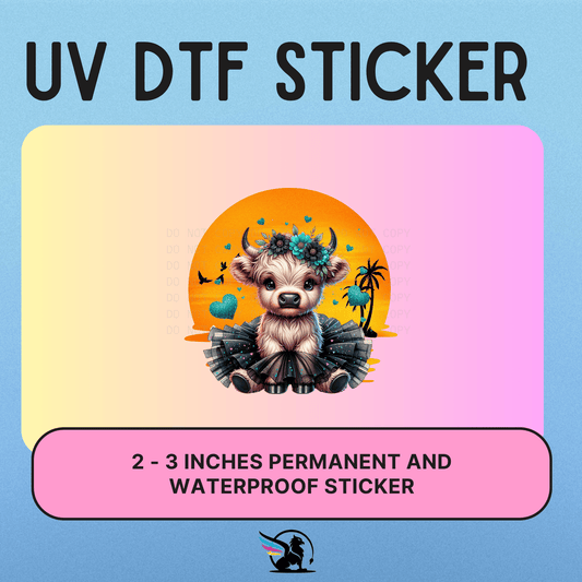 TuTu Green Highland Cow | UV DTF STICKER