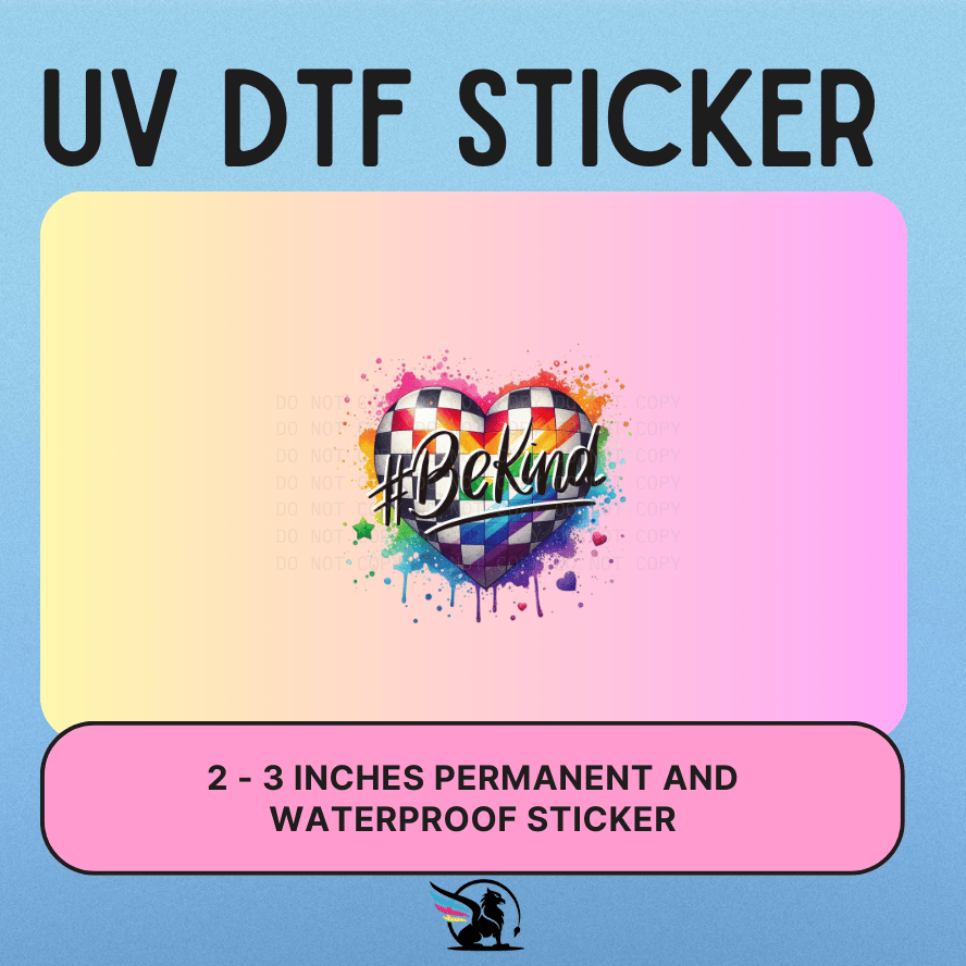 Be Kind Rainbow Heart| UV DTF STICKER