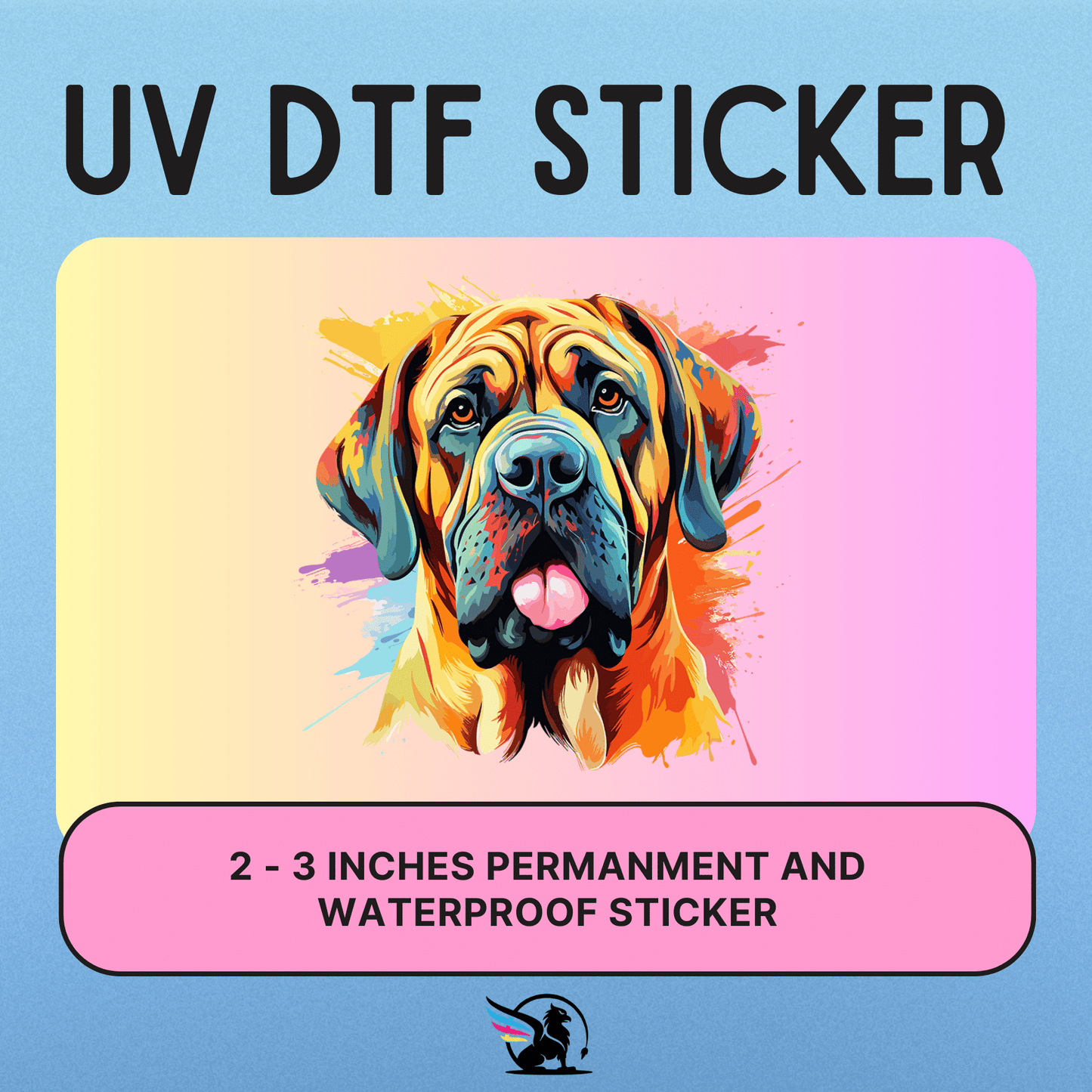 Colorful English Mastiff | UV DTF STICKER