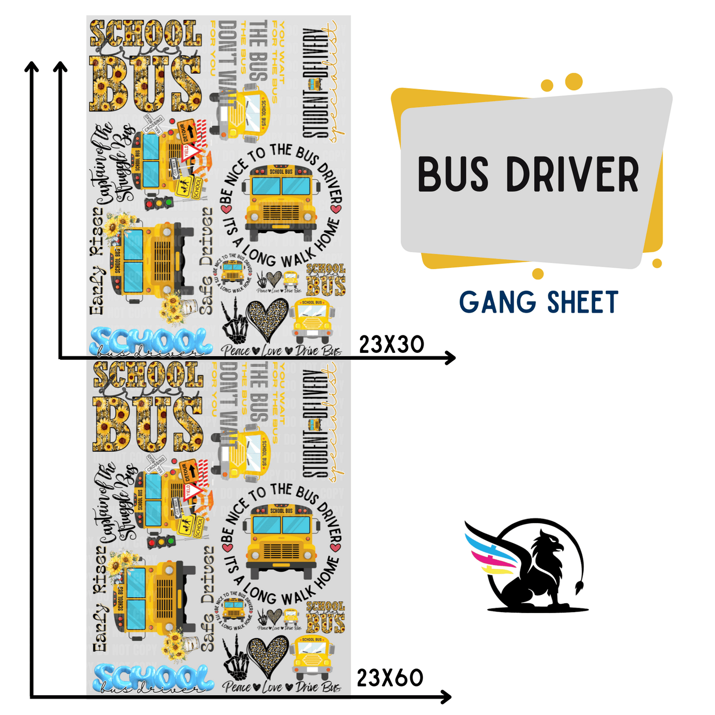 Premade Gang Sheet | School Bus Driver