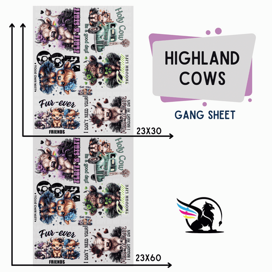 Premade Gang Sheet | Highland Cow