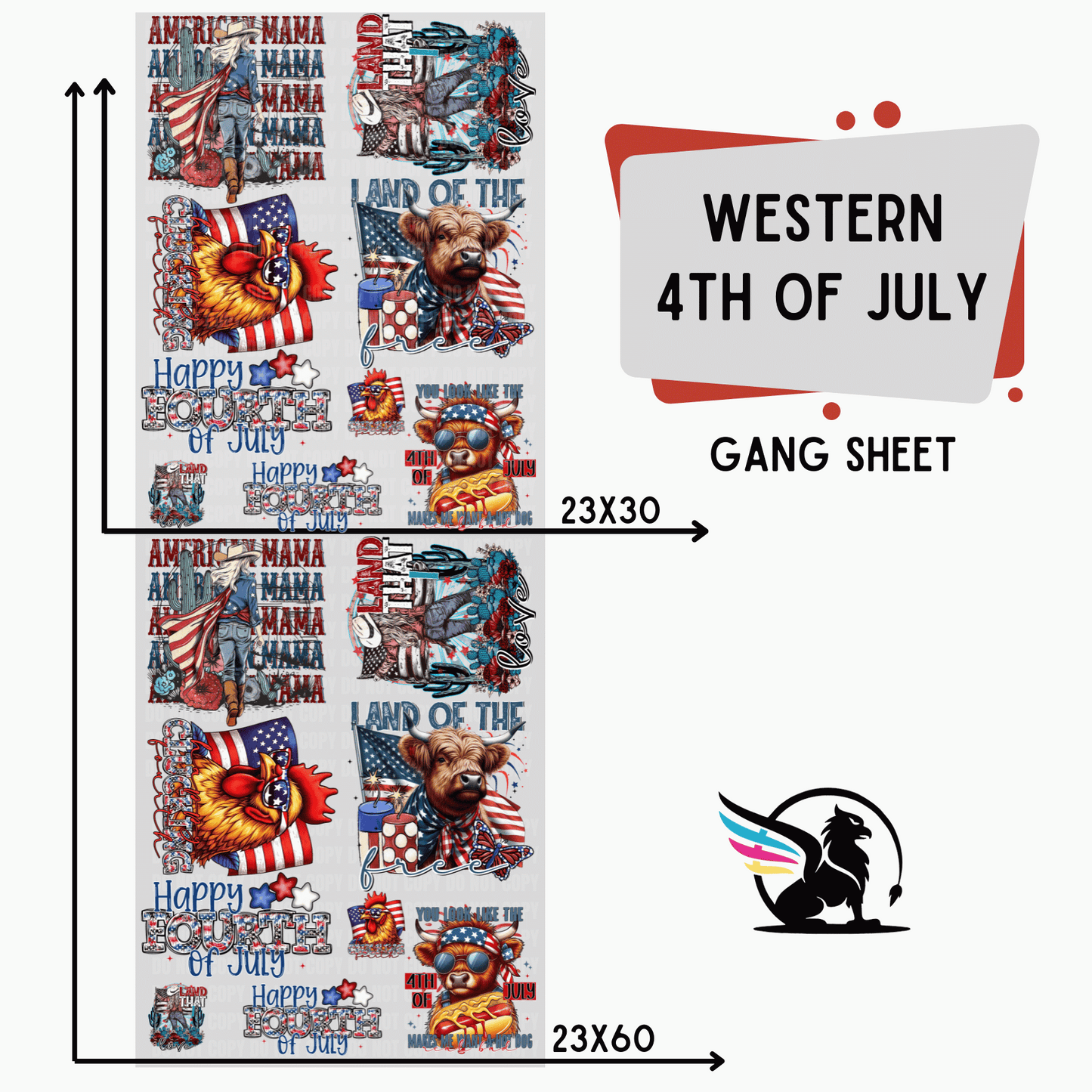 Premade Gang Sheet | Western 4th of July