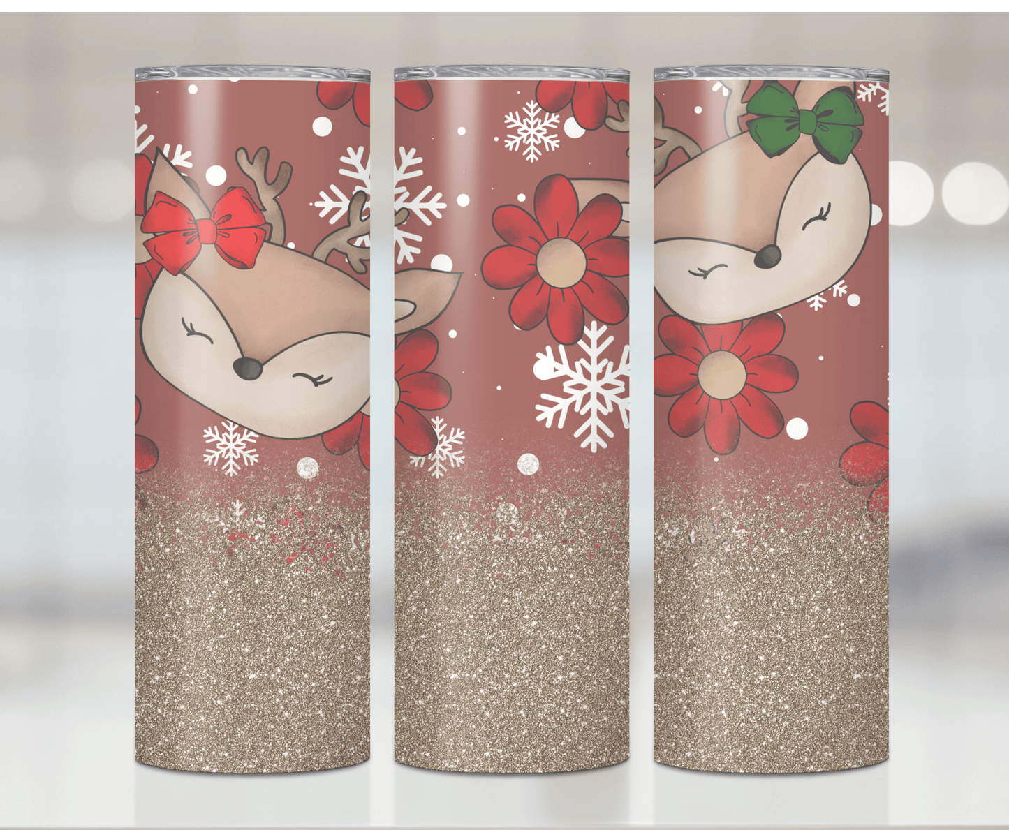 Reindeer Gold Glitter | Sublimation Tumbler Transfer