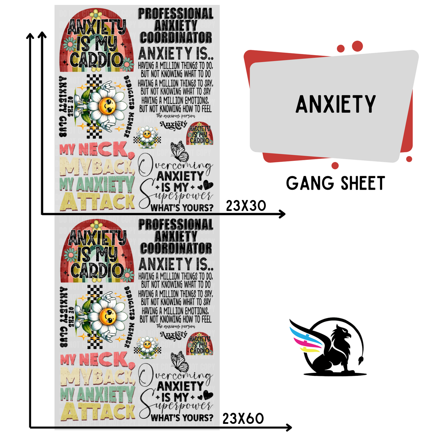 Premade Gang Sheet | Anxiety Awareness