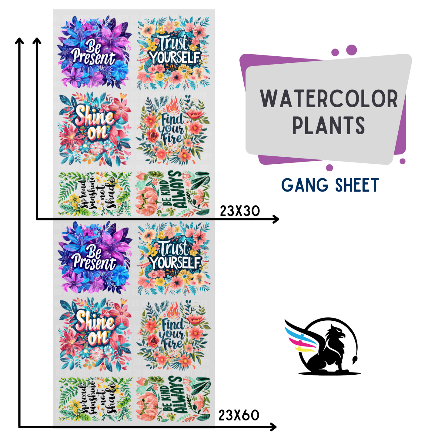 Premade Gang Sheet | Watercolor Plants