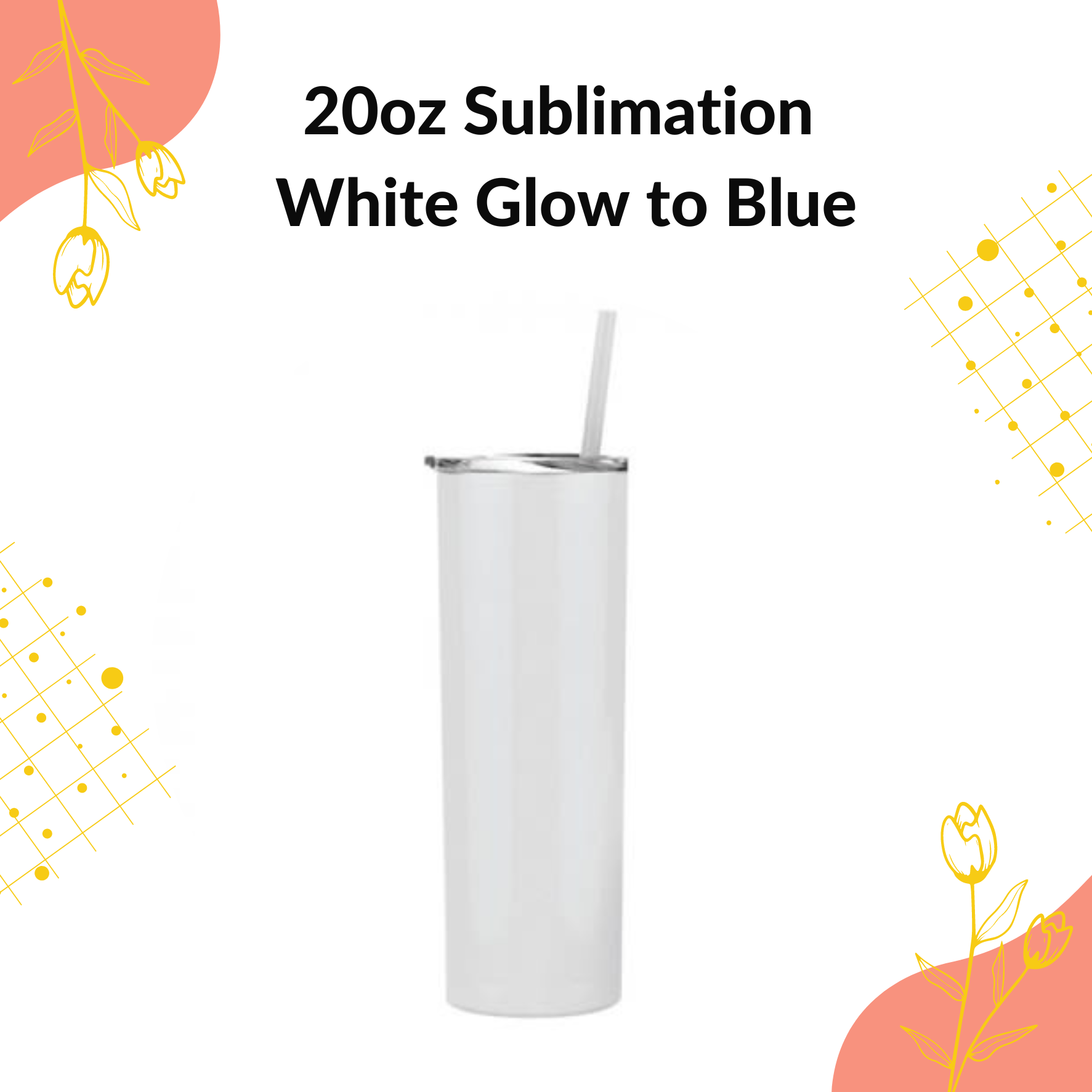 30 oz White Sublimation Tumbler with Clear Lid and Straw